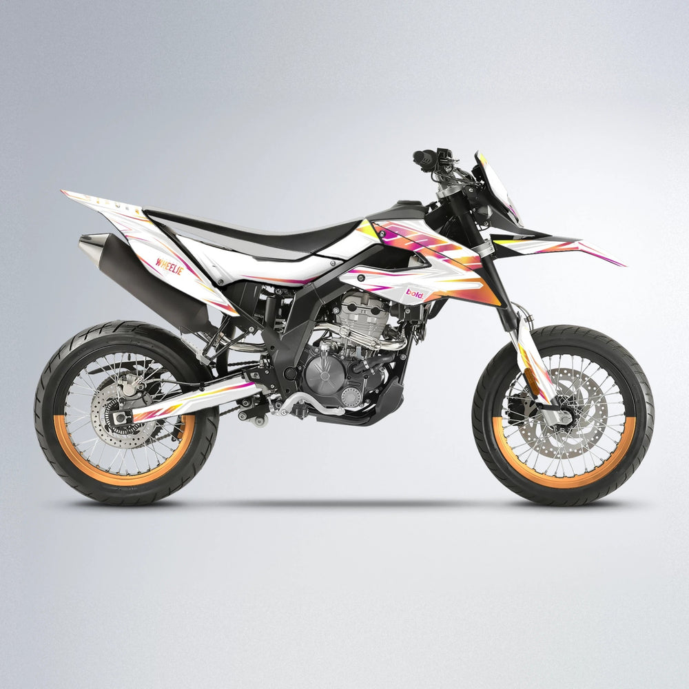 EKKE Aprilia SX 125 supermoto graphics kit in Pink & Yellow