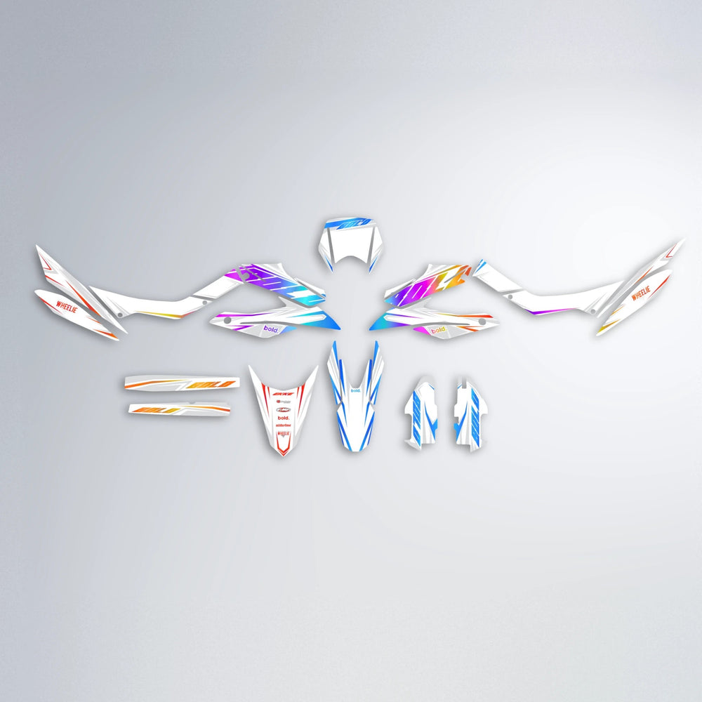 EKKE Aprilia SX 125 graphics kit parts layout in Sunset Fade
