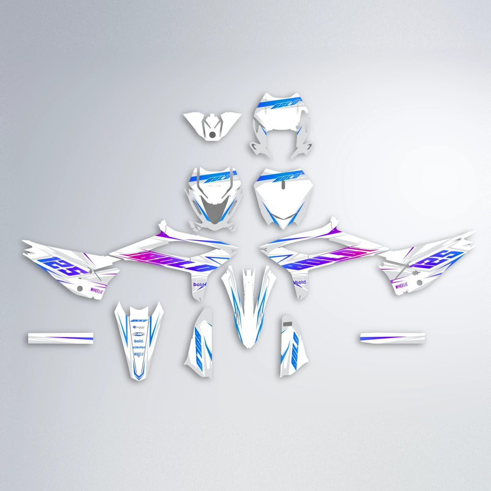 EKKE Beta graphics kit parts layout in Blue Purple Fade