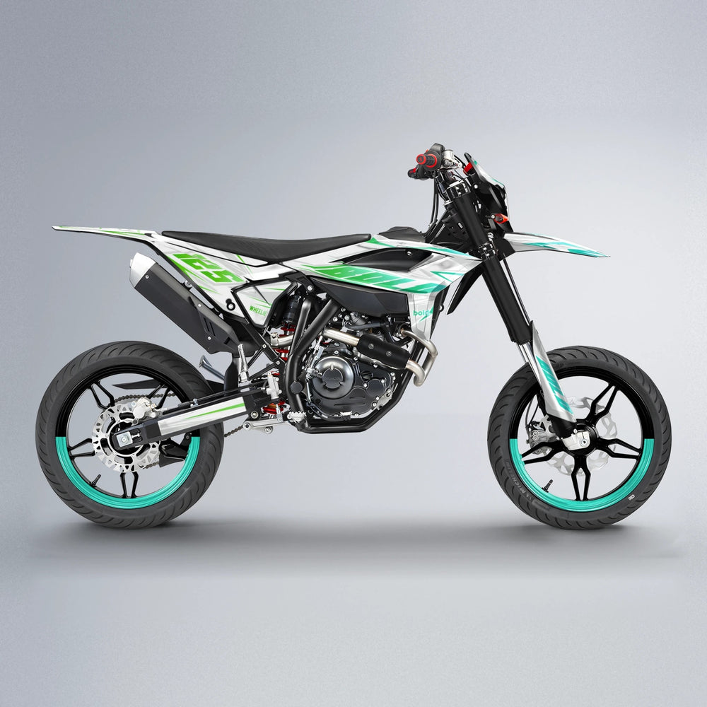 EKKE Beta supermoto graphics kit in Cyan & Green