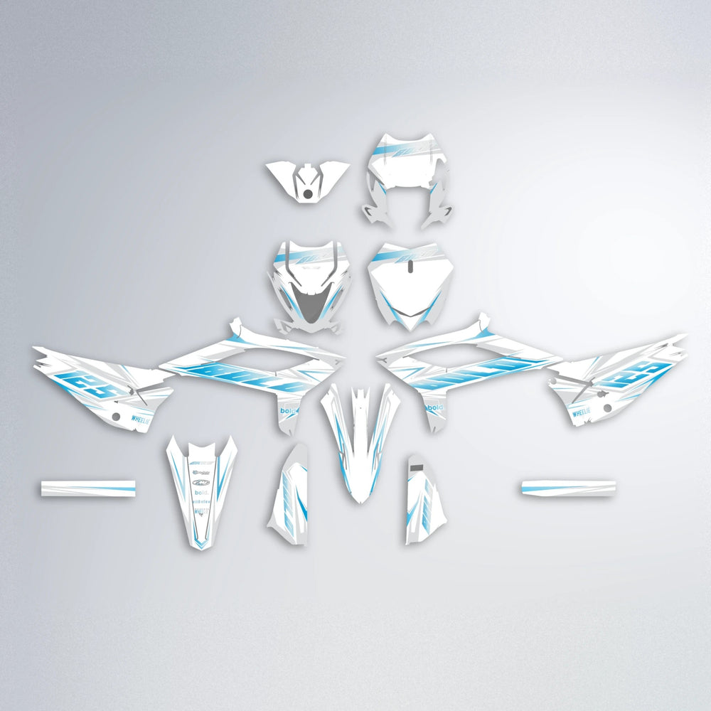EKKE Beta graphics kit parts layout in Light Blue & White