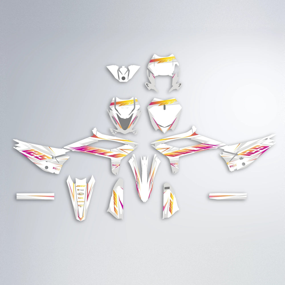 EKKE Beta graphics kit parts layout in Pink & Yellow
