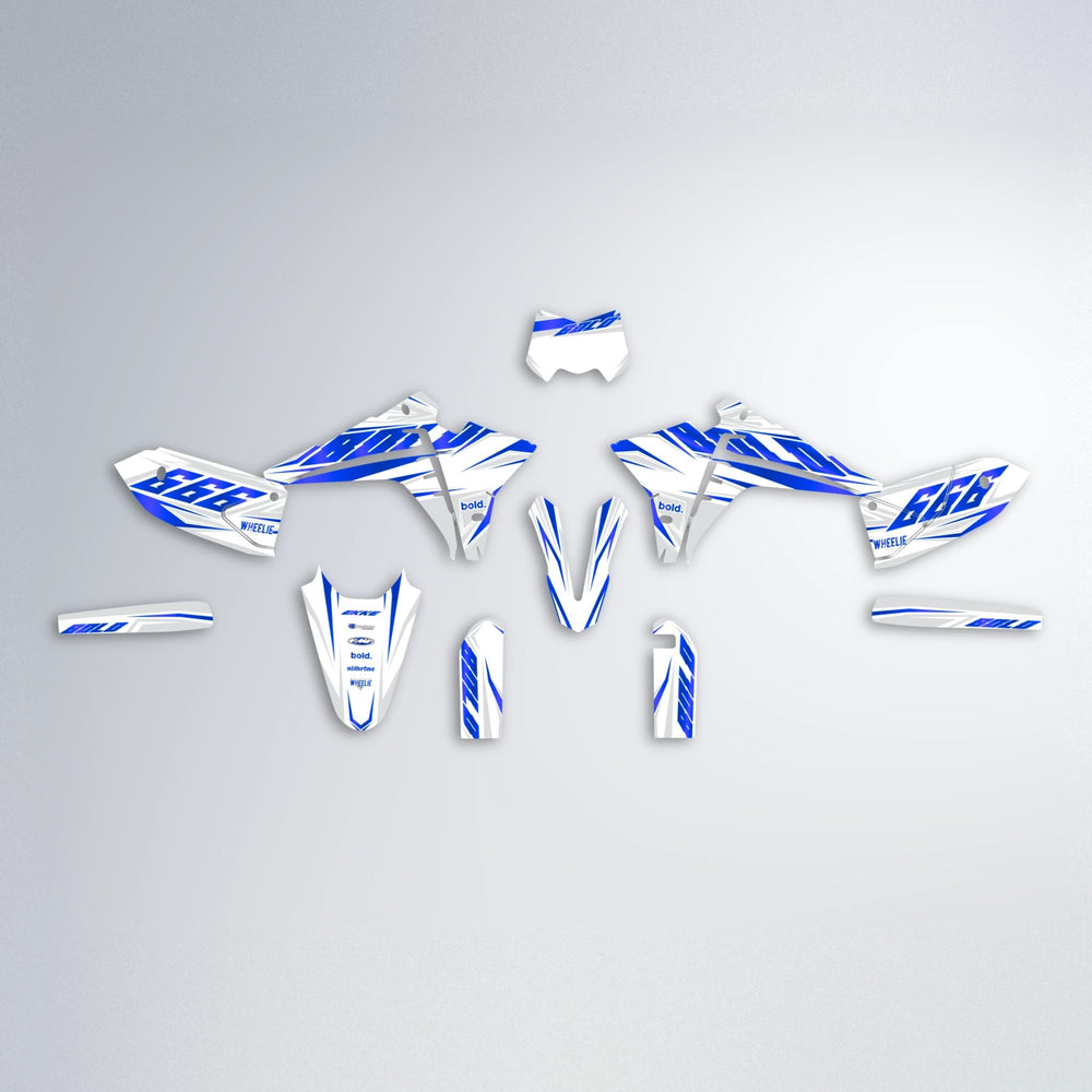 EKKE Fantic graphics kit parts layout in Blue