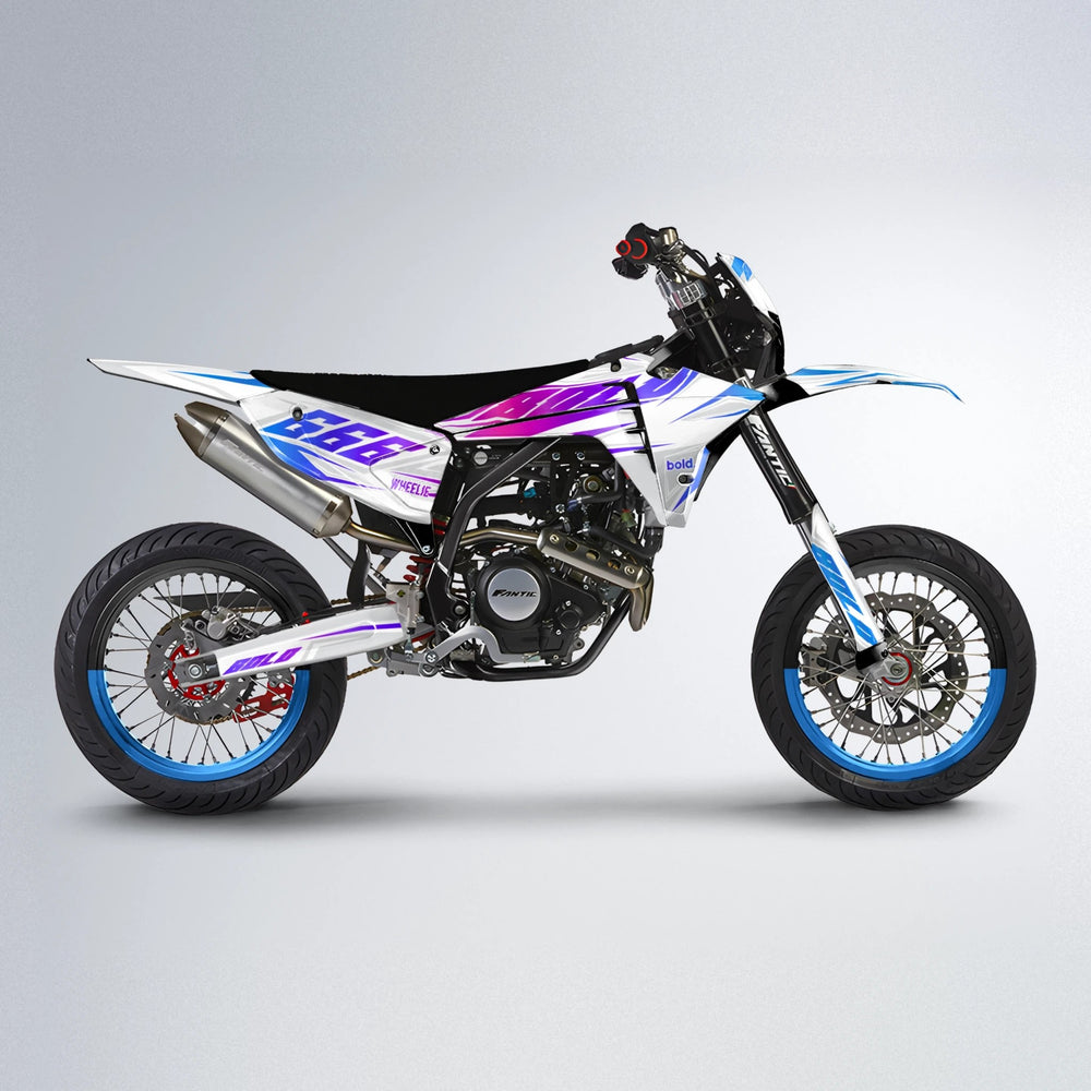 EKKE Fantic supermoto graphics kit in Blue Purple Fade