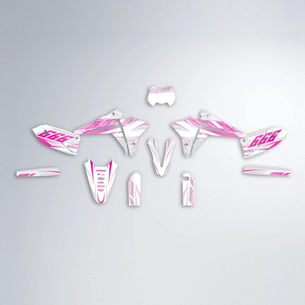EKKE Fantic graphics kit parts layout in Flamingo