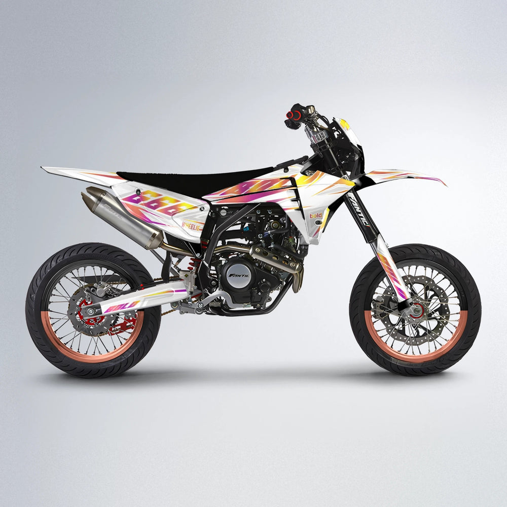 EKKE Fantic supermoto graphics kit in Pink & Yellow
