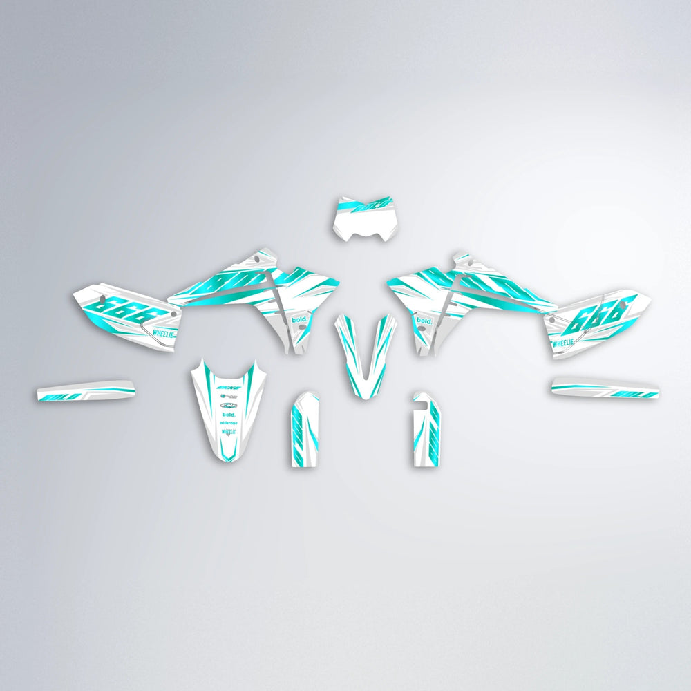 EKKE Fantic graphics kit parts layout in Teal