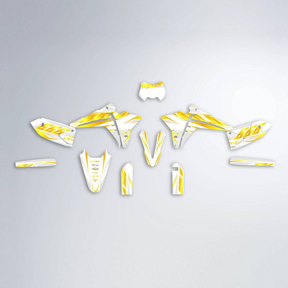 EKKE Fantic graphics kit parts layout in Yellow