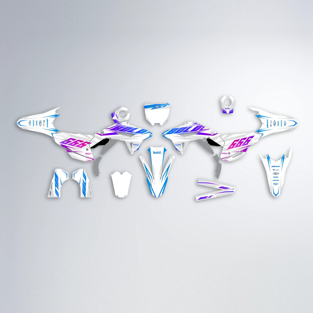 EKKE Honda graphics kit parts layout in Blue Purple Fade
