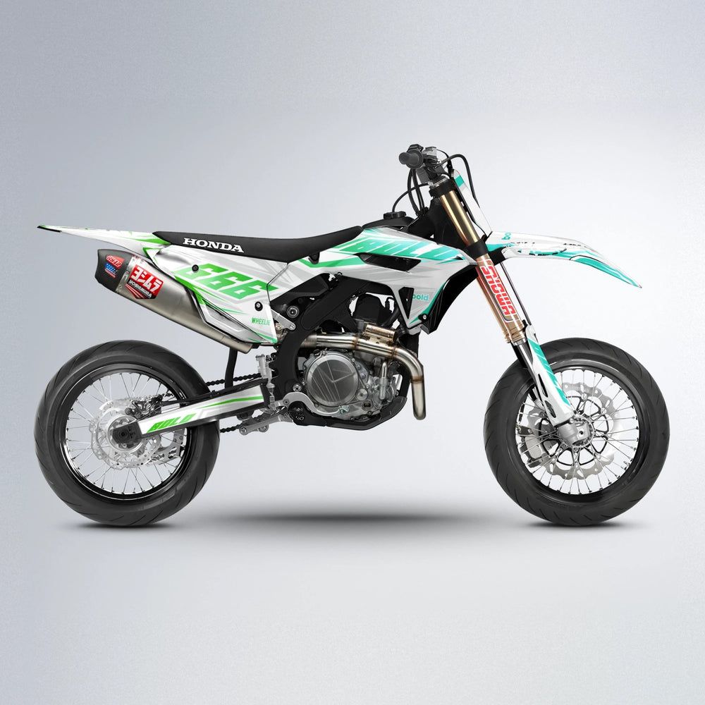 EKKE Honda supermoto graphics kit in Cyan & Green