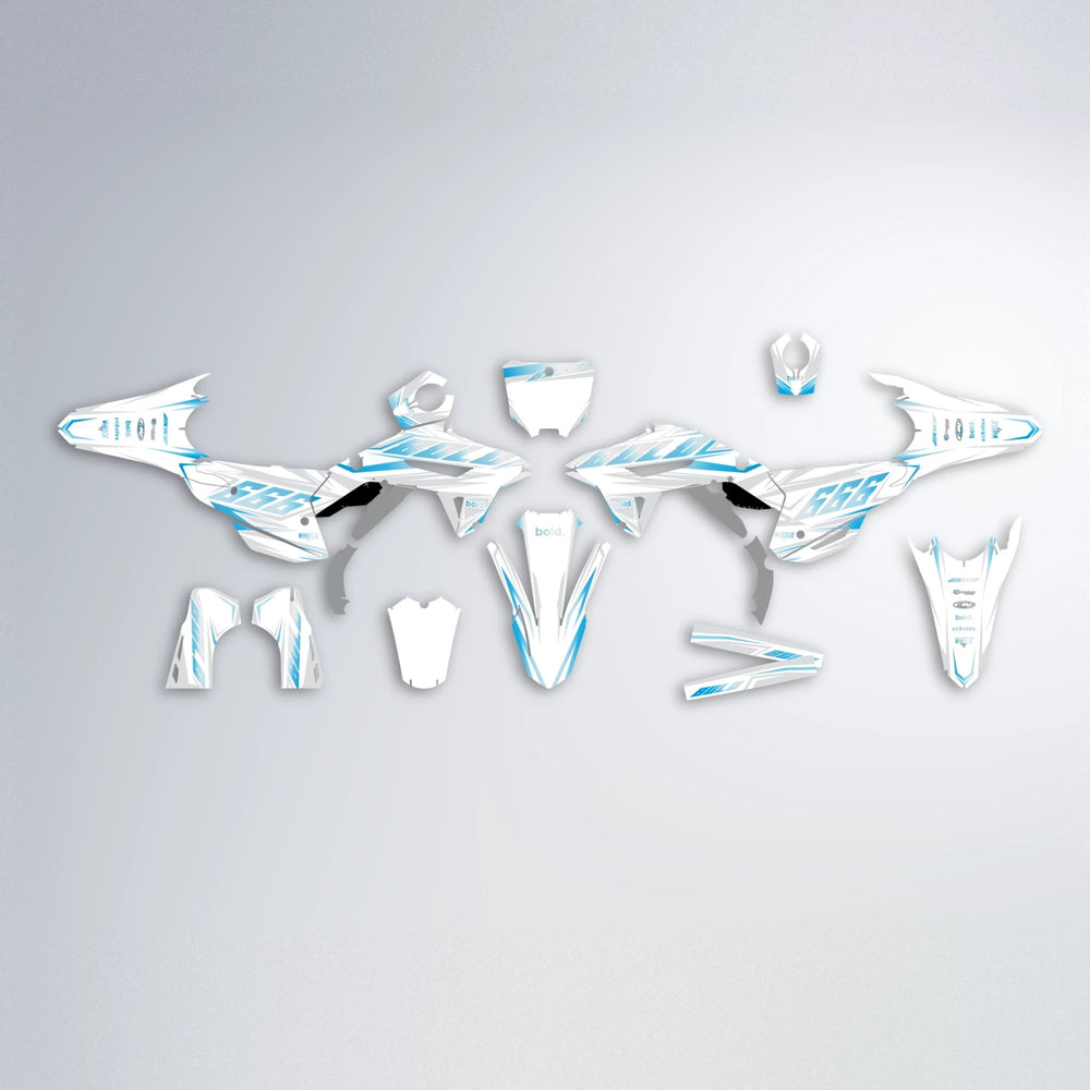 EKKE Honda graphics kit parts layout in Light Blue & White
