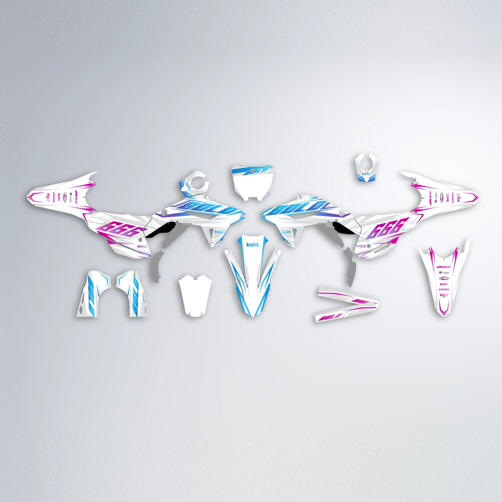 EKKE Honda graphics kit parts layout in Pink & Light Blue