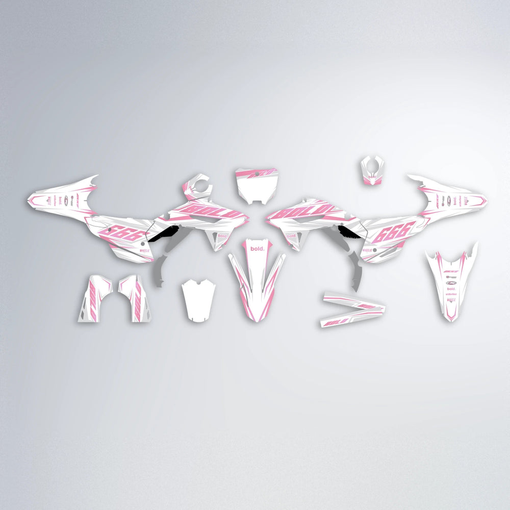 EKKE Honda graphics kit parts layout in Sakura Pink
