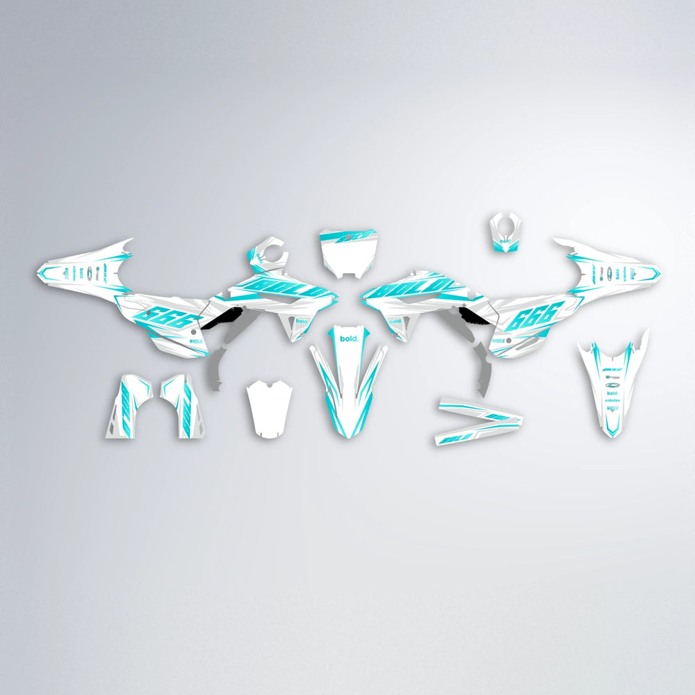 EKKE Honda graphics kit parts layout in Teal
