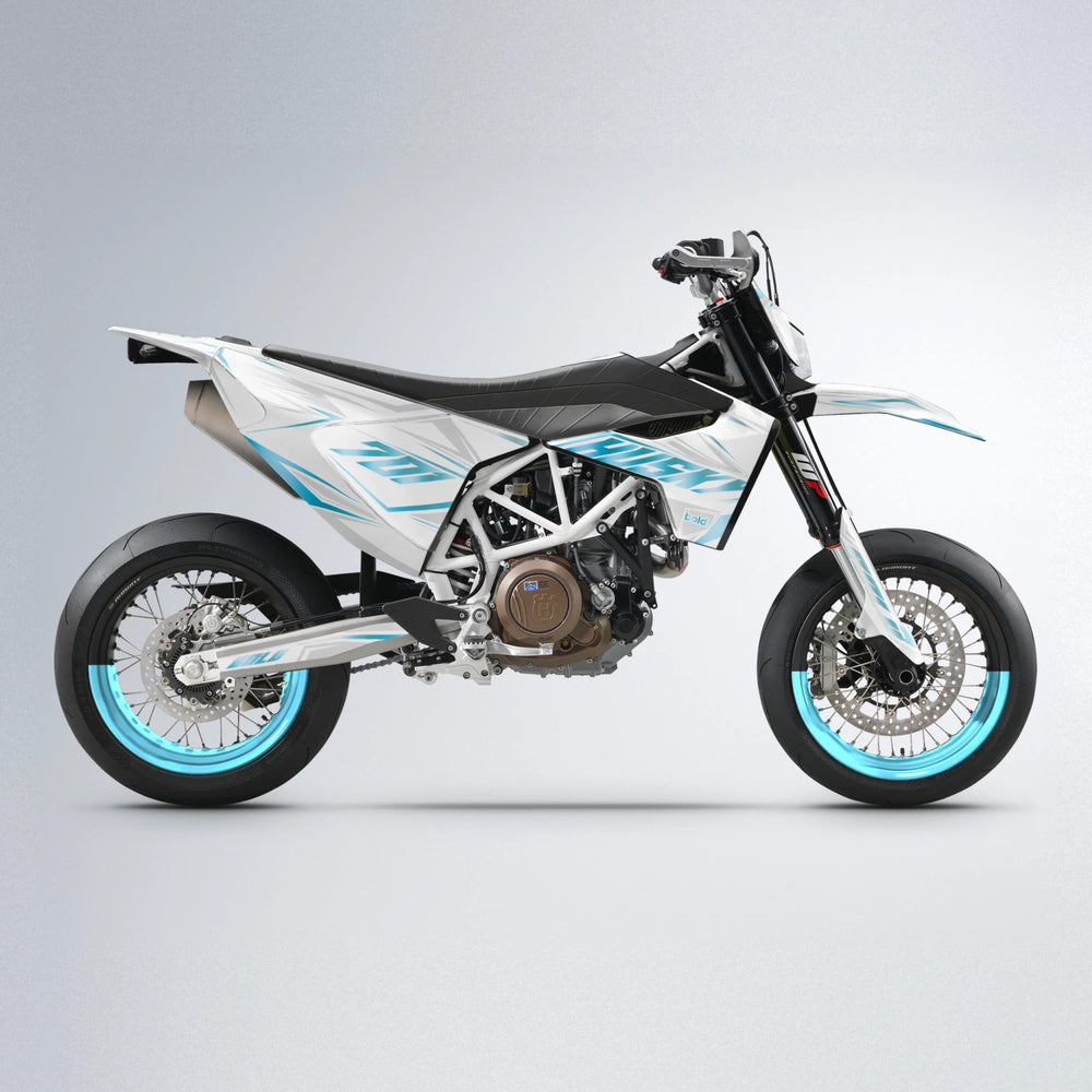 EKKE Husqvarna 701 supermoto graphics kit in Light Blue & White