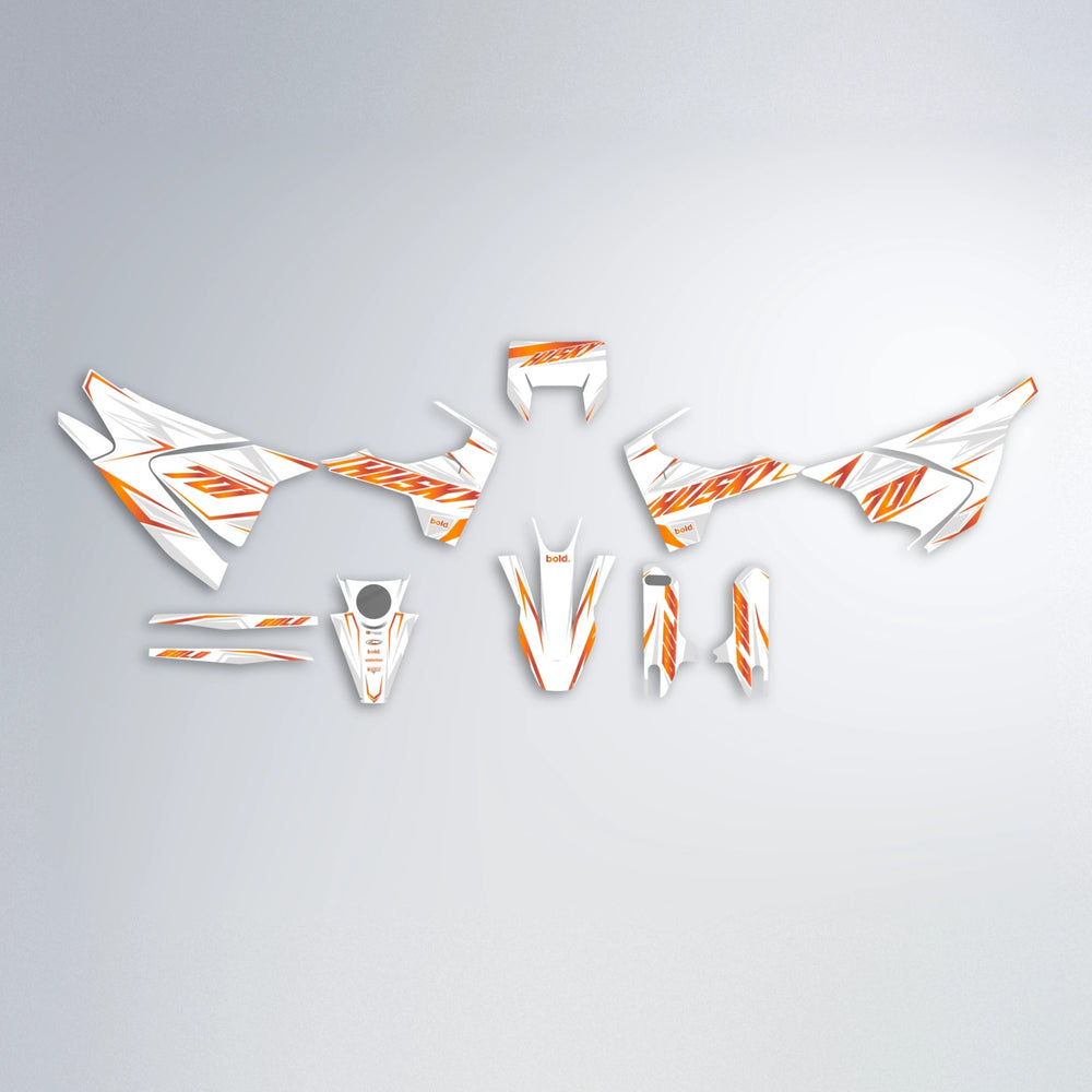 EKKE Husqvarna 701 graphics kit parts layout in Orange