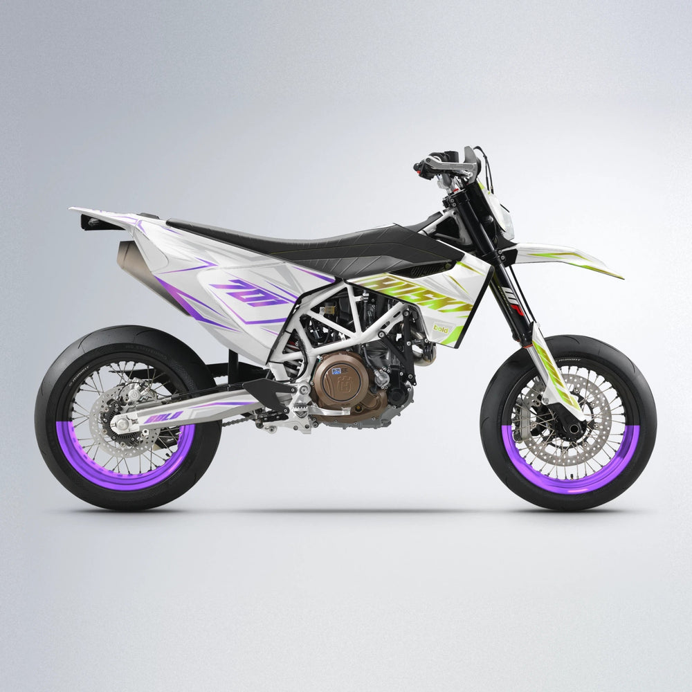 EKKE Husqvarna 701 supermoto graphics kit in Purple & Yellow