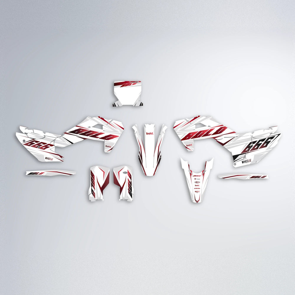 EKKE Husqvarna FE/TE graphics kit parts layout in Black & Red