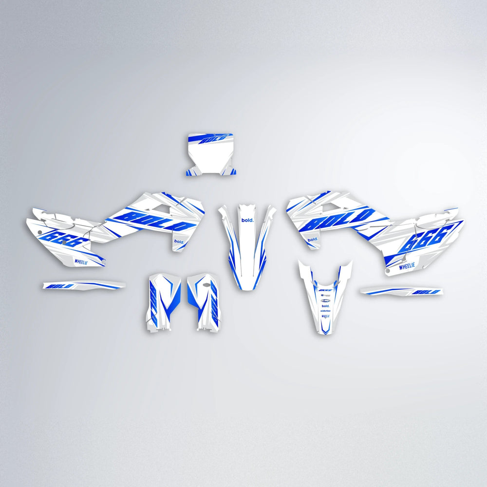 EKKE Husqvarna FE/TE graphics kit parts layout in Blue