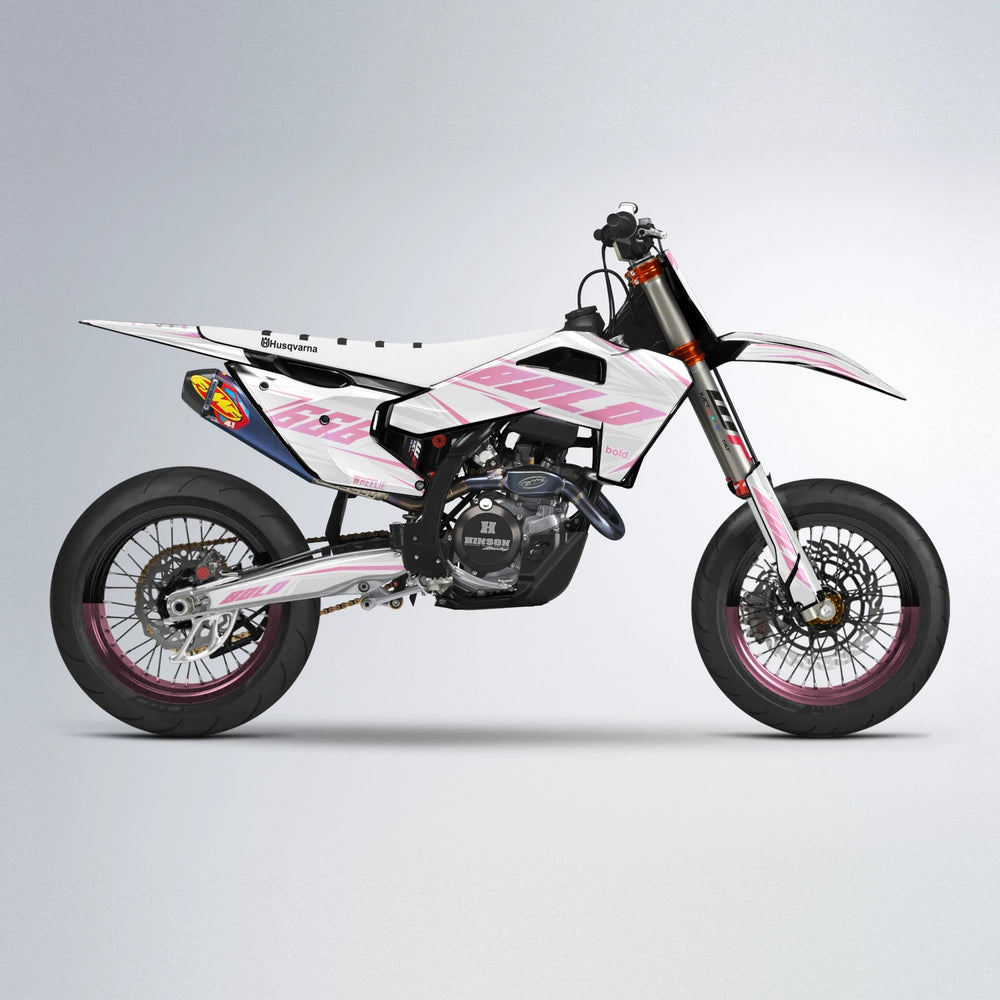 EKKE Husqvarna FE/TE supermoto graphics kit in Sakura Pink