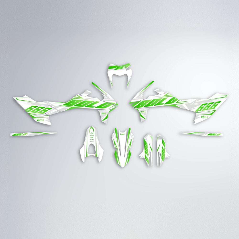 EKKE KTM SMC 690 graphics kit parts layout in Green