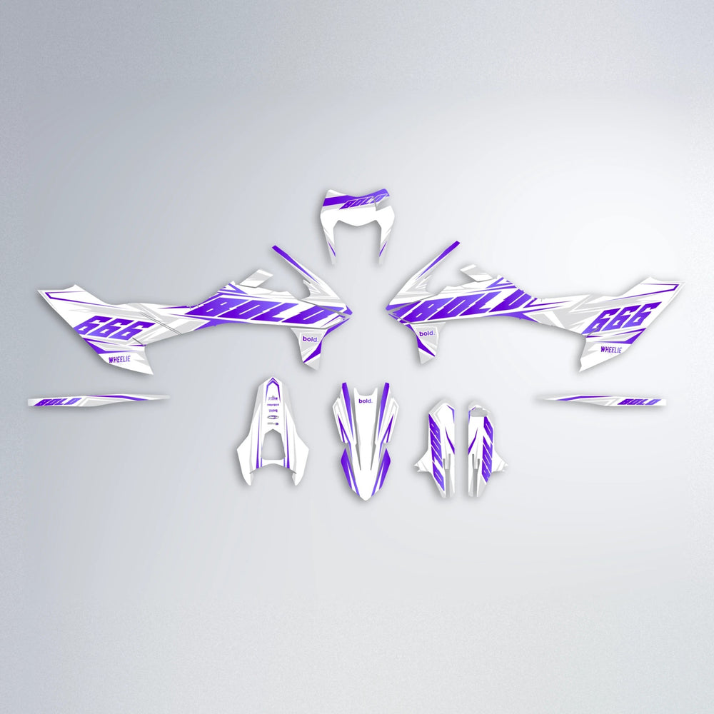 EKKE KTM SMC 690 graphics kit parts layout in Purple