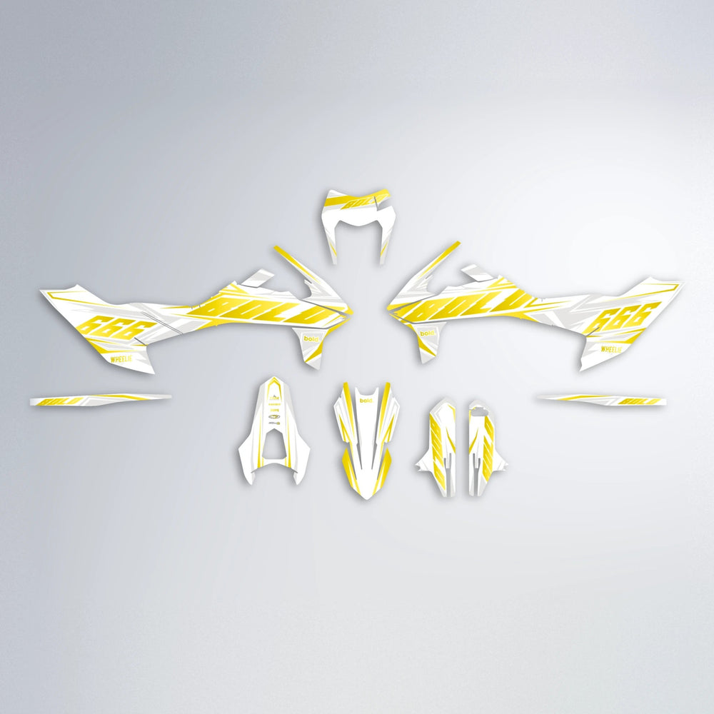 EKKE KTM SMC 690 graphics kit parts layout in Yellow