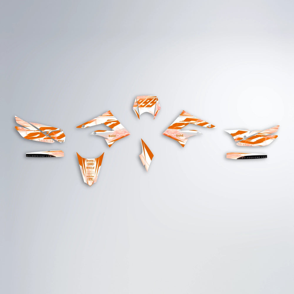 EKKE V2 Derbi Senda graphics kit parts layout in Orange