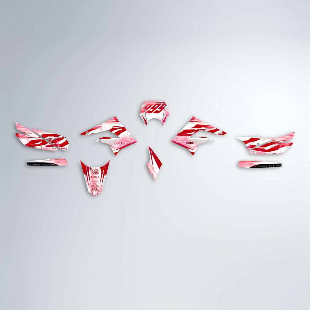 EKKE V2 Derbi Senda graphics kit parts layout in Red