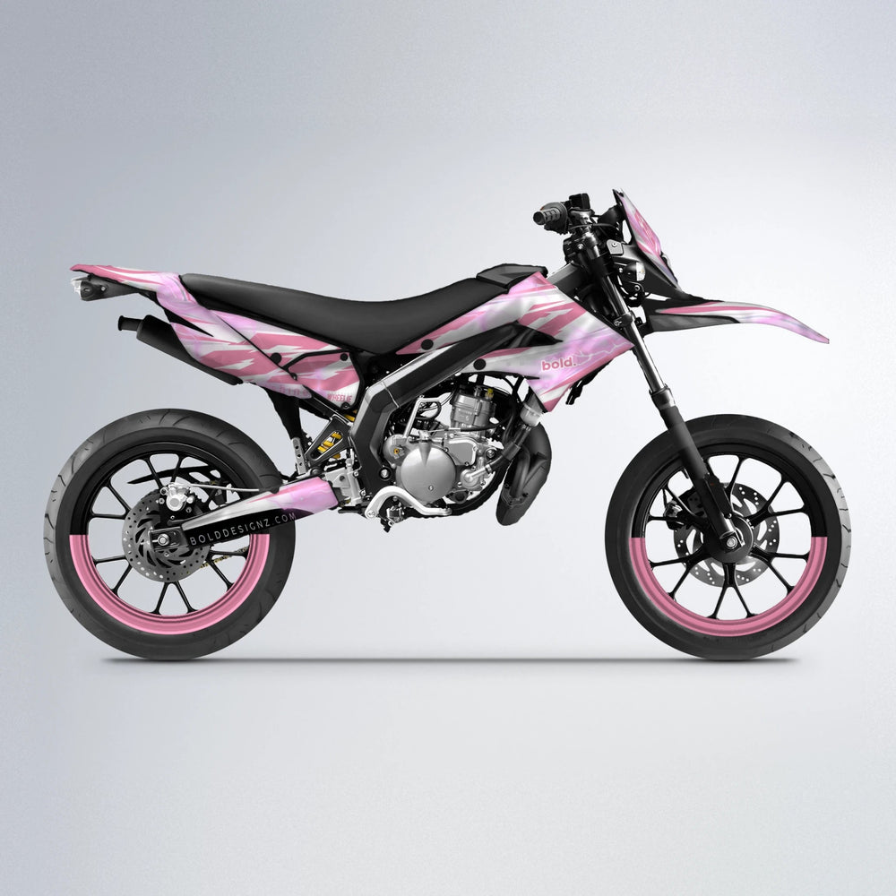 EKKE V2 Derbi Senda supermoto graphics kit in Sakura Pink