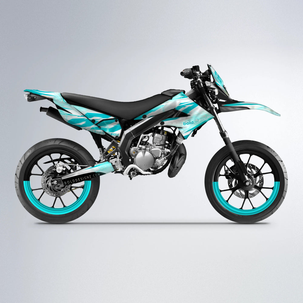 EKKE V2 Derbi Senda supermoto graphics kit in Teal