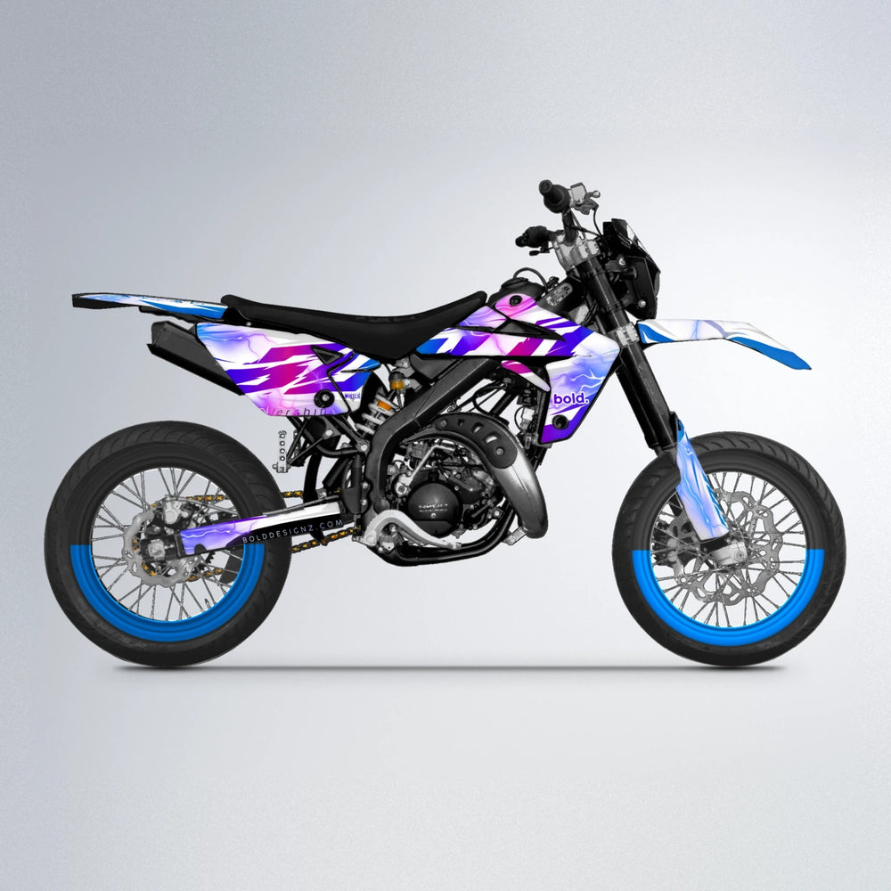 EKKE V2 Rieju MRT supermoto graphics kit in Blue Purple Fade