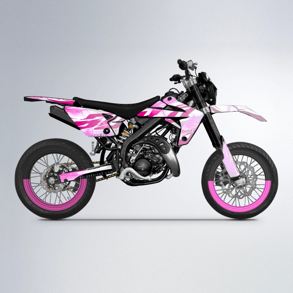 EKKE V2 Rieju MRT supermoto graphics kit in Flamingo
