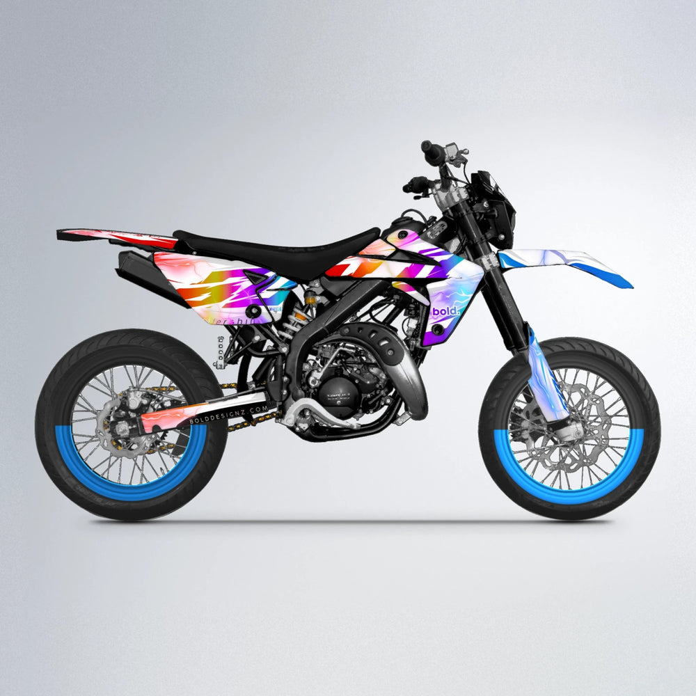 EKKE V2 Rieju MRT supermoto graphics kit in Sunset Fade