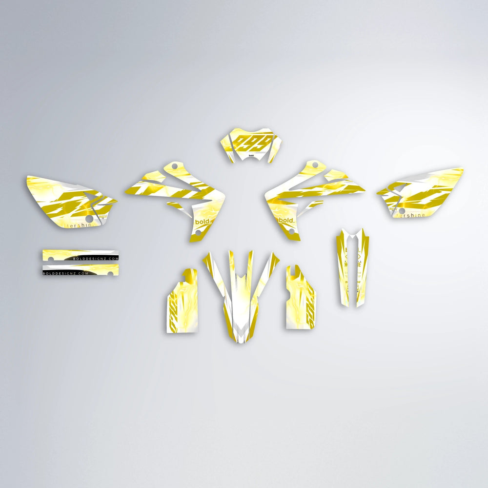 EKKE V2 Rieju MRT graphics kit parts layout in Yellow