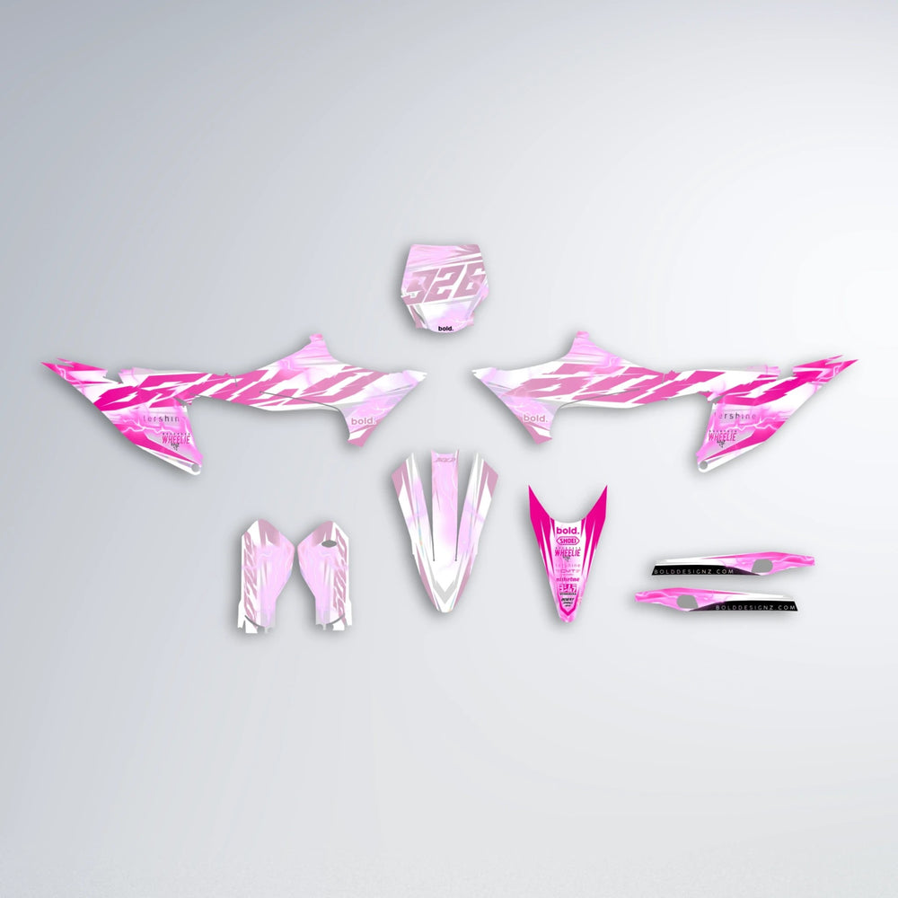 EKKE V2 Stark Varg SM graphics kit parts layout in Flamingo