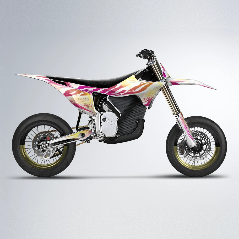 EKKE V2 Stark Varg SM supermoto graphics kit in Pink & Yellow