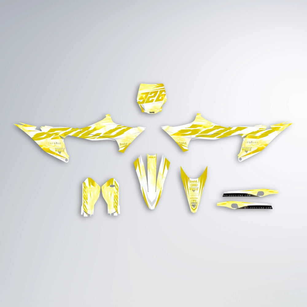 EKKE V2 Stark Varg SM graphics kit parts layout in Yellow