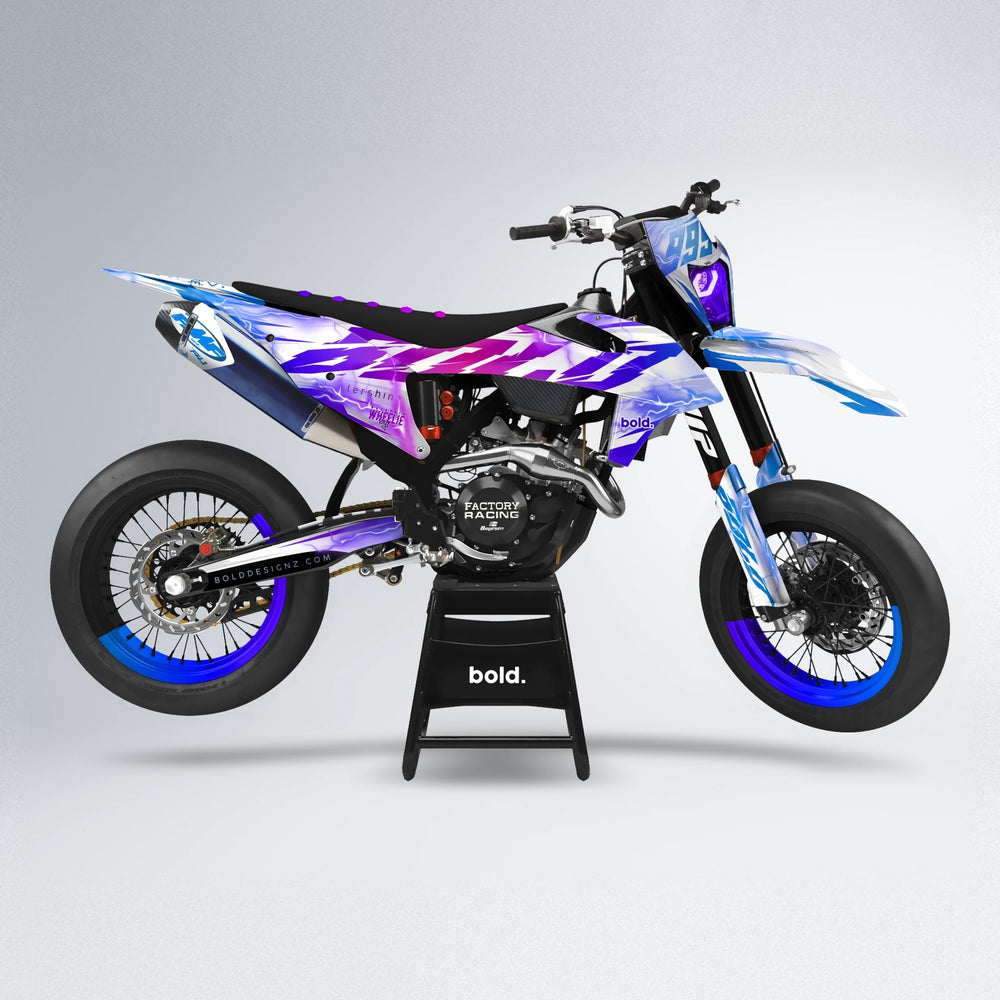 EKKE V2 supermoto graphics kit in Blue Purple Fade