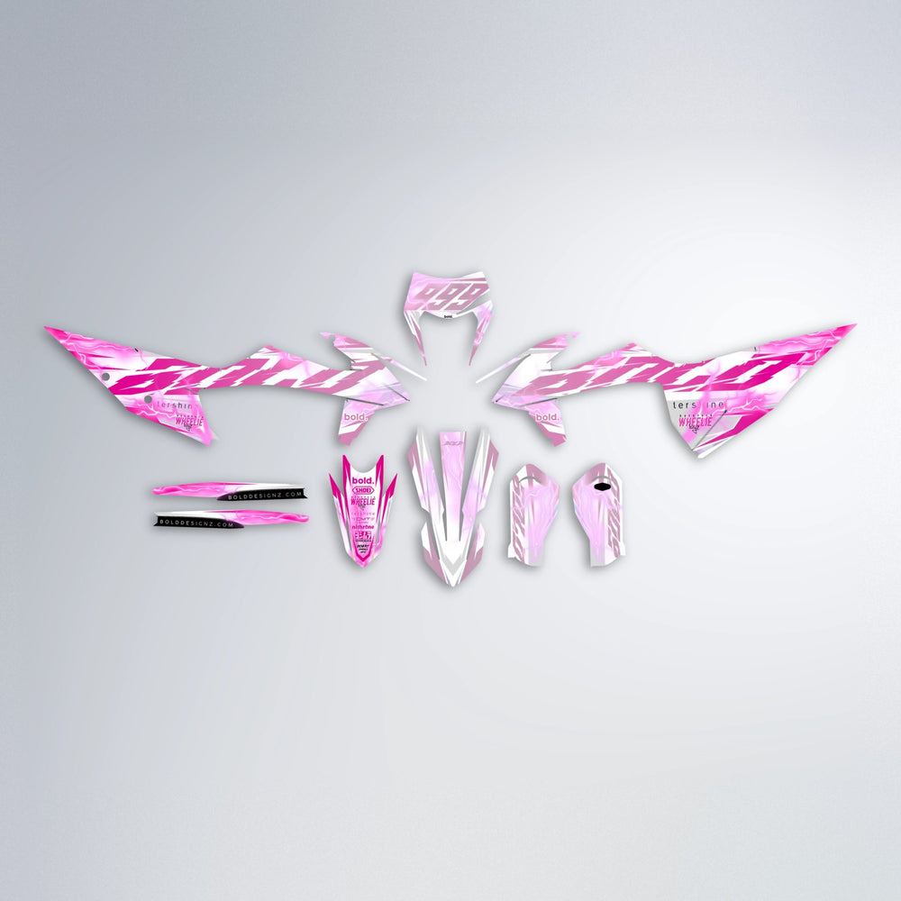 EKKE V2 graphics kit parts layout in Flamingo