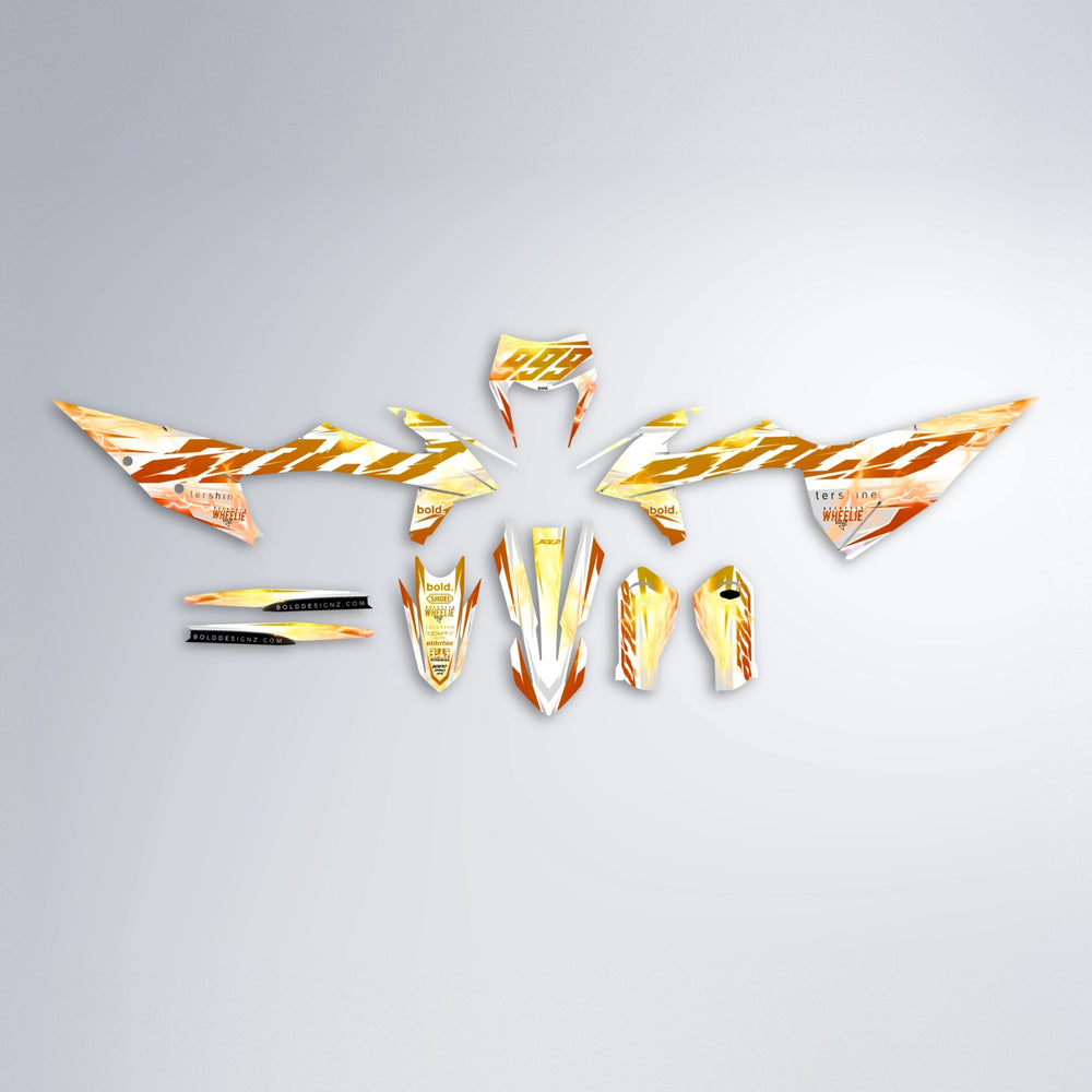 EKKE V2 graphics kit parts layout in Orange & Yellow