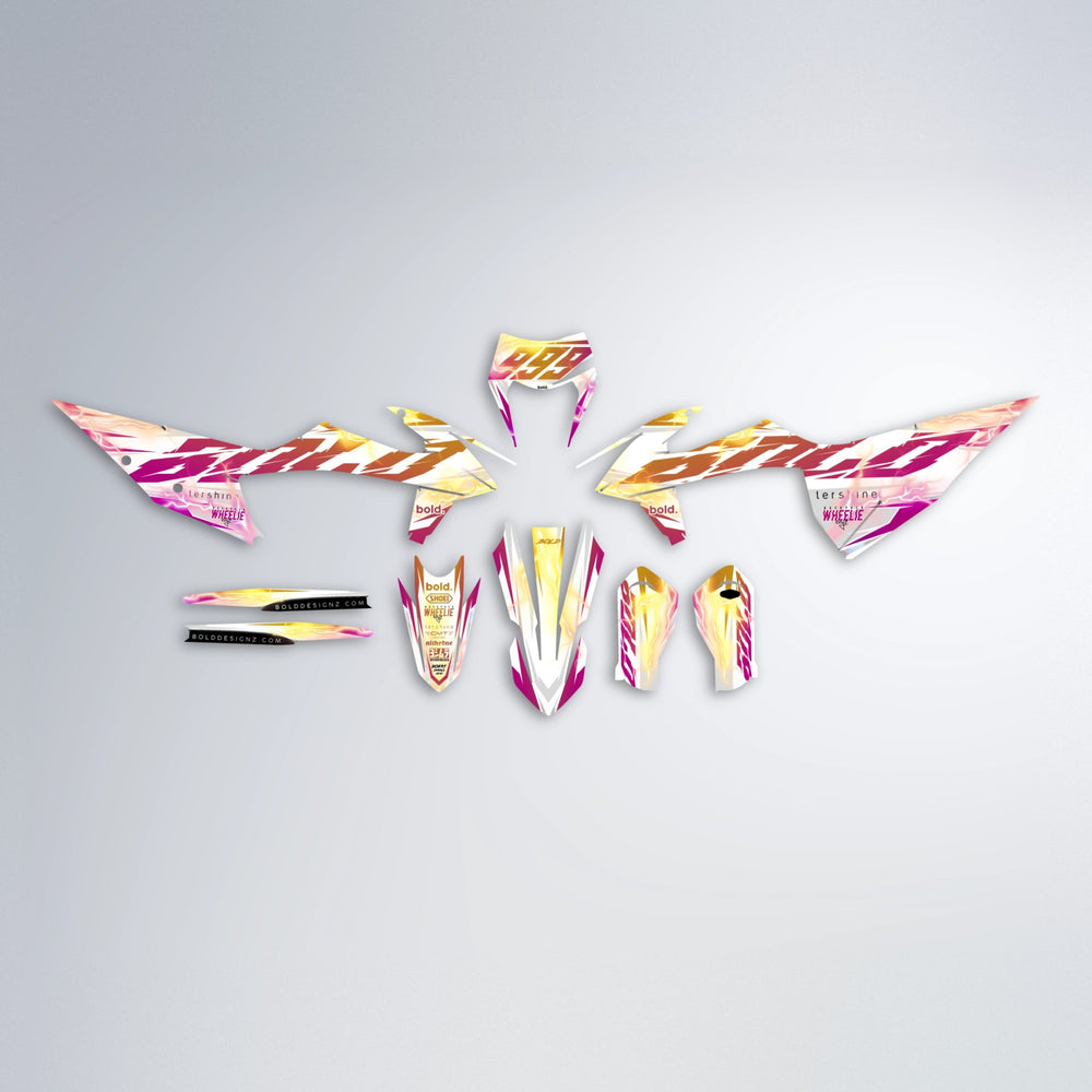 EKKE V2 graphics kit parts layout in Pink & Yellow
