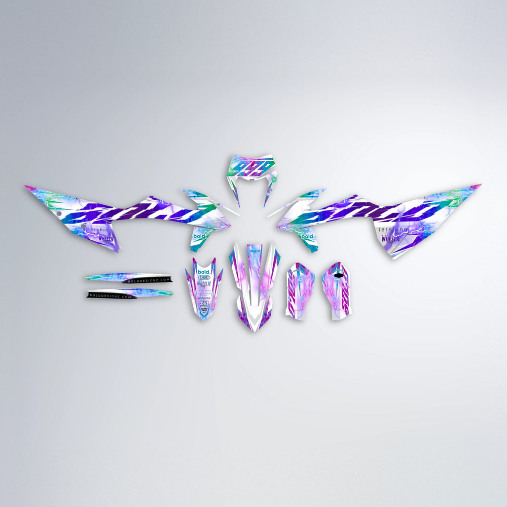 EKKE V2 graphics kit parts layout in Purple Holo