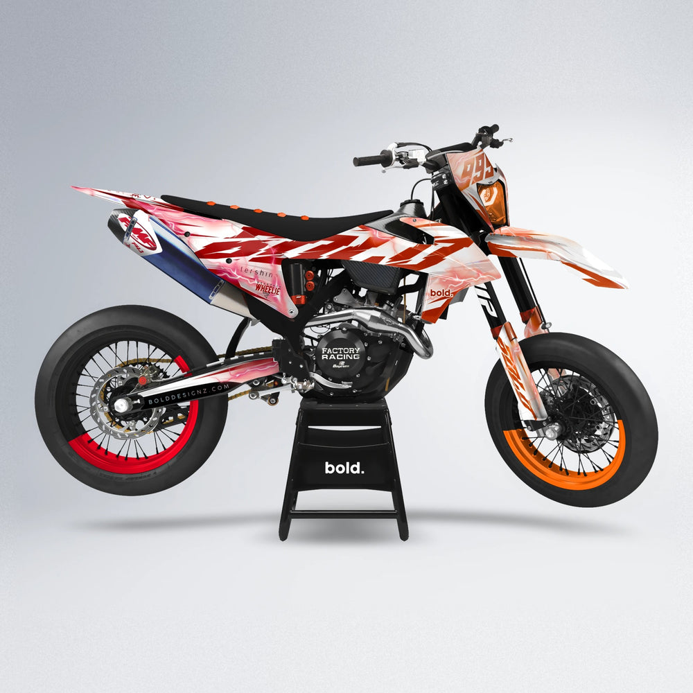 EKKE V2 supermoto graphics kit in Red & Orange