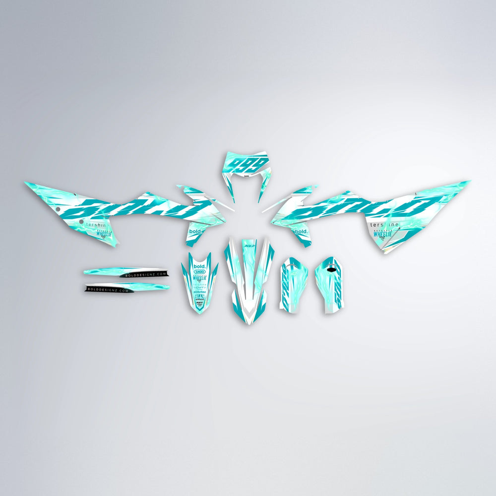 EKKE V2 graphics kit parts layout in Teal