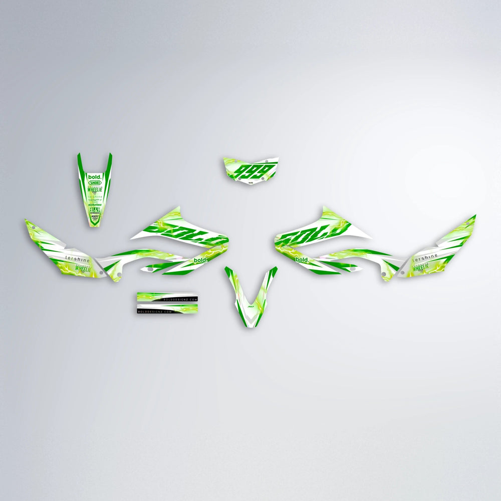 EKKE V2 Yamaha WR 125X graphics kit parts layout in Green