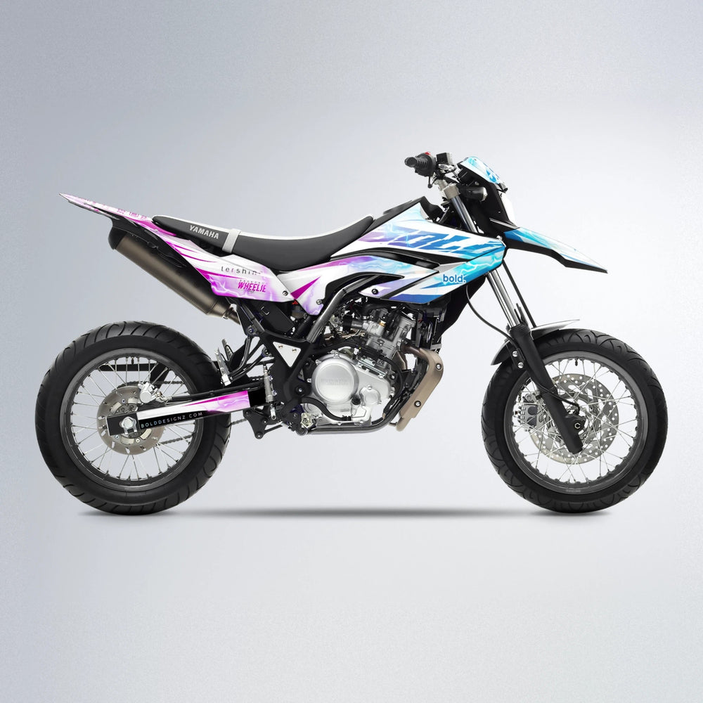 EKKE V2 Yamaha WR 125X supermoto graphics kit in Pink & Light Blue