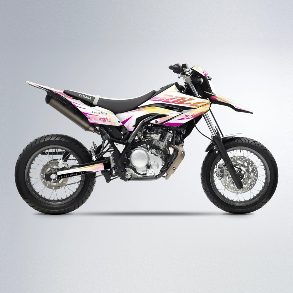 EKKE V2 Yamaha WR 125X supermoto graphics kit in Pink & Yellow