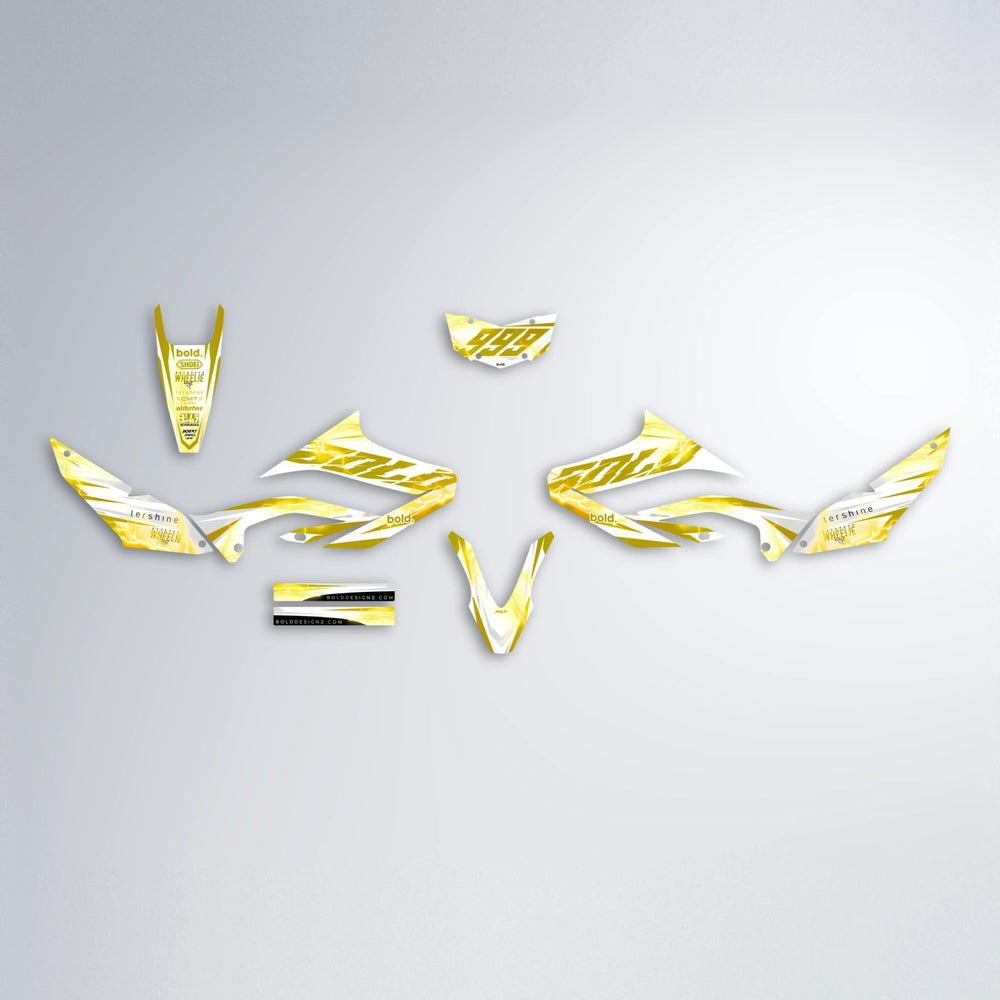 EKKE V2 Yamaha WR 125X graphics kit parts layout in Yellow