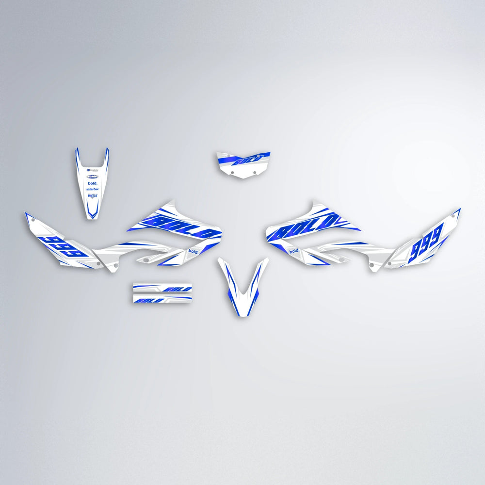 EKKE Yamaha WR 125X graphics kit parts layout in Blue